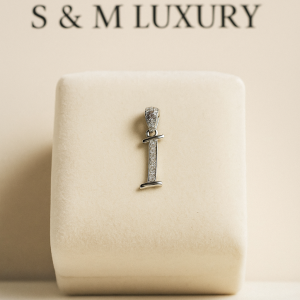 Small Letter I Pendant with Stones – Sterling Silver Initial Necklace - Image 2