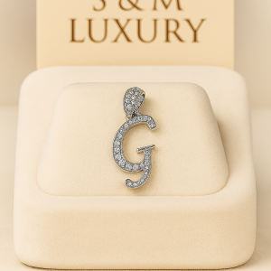 Big Letter G Pendant with Stones – Sterling Silver Initial Necklace - Image 3