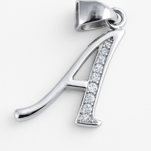 Small Letter “A” Pendant with Stones – Elegant Initial Jewelry
