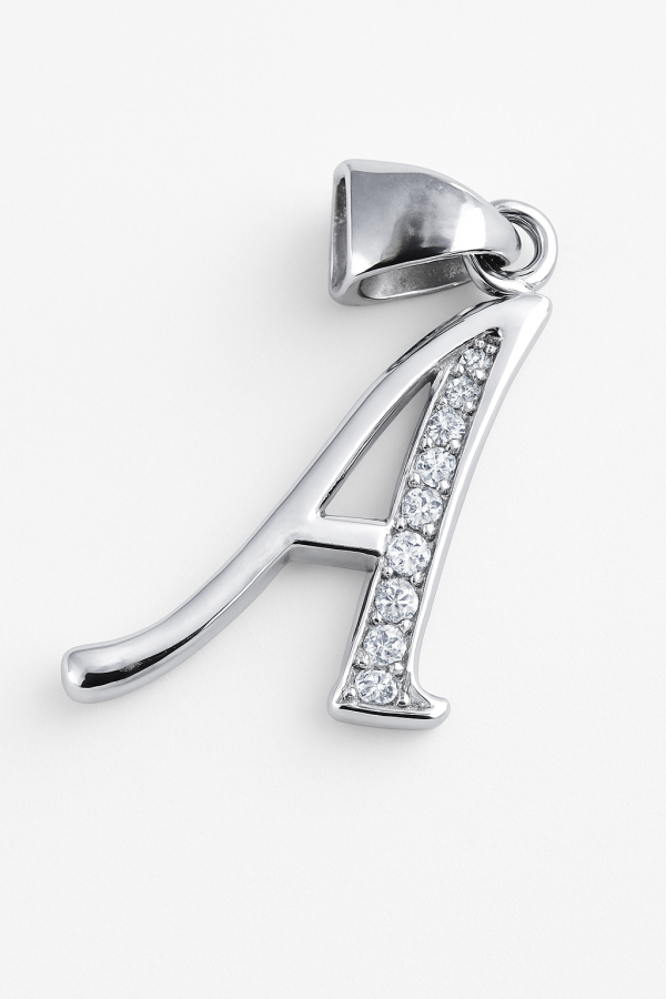 Small Letter “A” Pendant with Stones – Elegant Initial Jewelry